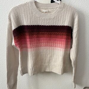 Aeropostale Gradient Knit Sweater - Cream and Pink
